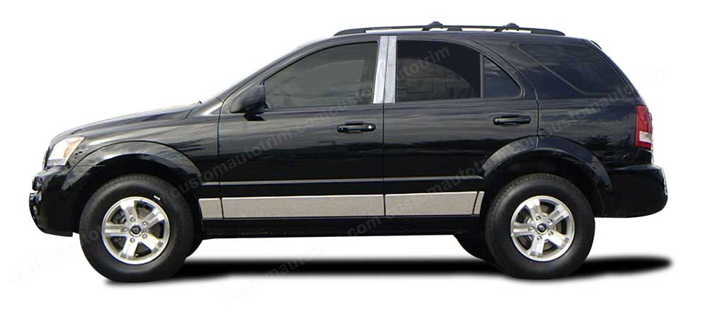 Kia Sorento Chrome Rocker Panels -  6 1/8 inches tall, tapered, 8 pc set