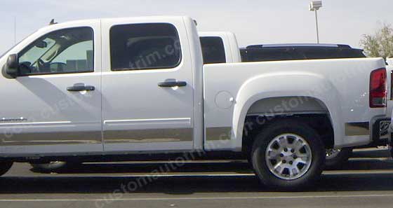 Sample 5 1/2 inch Rocker Panels shown on Sierra Crew Cab 5 Ft 8 inch Bed